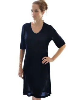 100% Bio-Seide KURZARM NACHTHEMD uni von Alkena