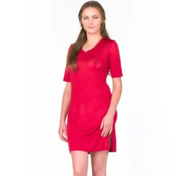 100% Bio-Seide KURZARM NACHTHEMD uni von Alkena