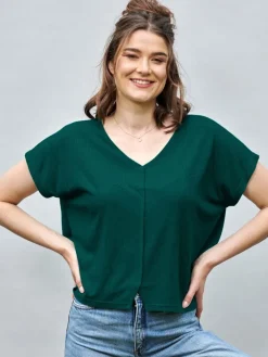 100% Bouretteseide Kurzarm Top Kokon Zwo