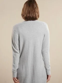 100% Merinowolle kbT Feinstrick Long-Strickjacke grau von Kokon Zwo