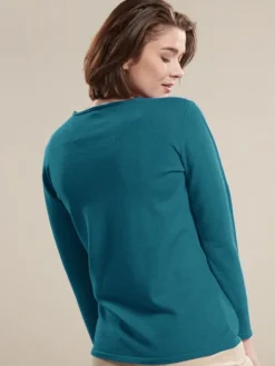 100% Merinowolle kbT Feinstrick Long-Pullover Kokon Zwo