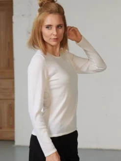 100% Merinowolle kbT Feinstrick Pullover uni Kokon Zwo