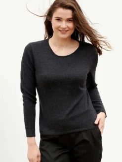 100% Merinowolle kbT Feinstrick Pullover uni Kokon Zwo