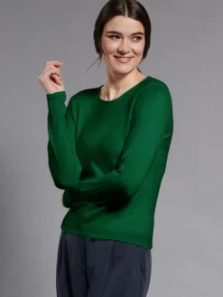 100% Merinowolle kbT Feinstrick Pullover uni Kokon Zwo