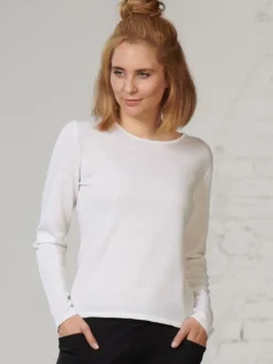 100% Merinowolle kbT Feinstrick Pullover uni Kokon Zwo