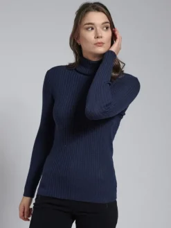 100% Merinowolle kbT Rippstrick Rollkragen Pullover von Kokon Zwo