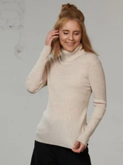 100% Merinowolle kbT Rippstrick Rollkragen Pullover von Kokon Zwo