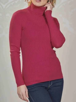 100% Merinowolle kbT Rippstrick Rollkragen Pullover Kokon Zwo