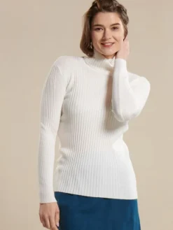 100% Merinowolle kbT Rippstrick Rollkragen Pullover Kokon Zwo