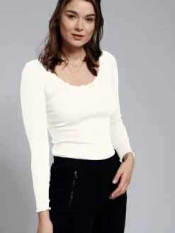 70% Seide 30% Bio-Baumwolle kbA LANGARMSHIRT mit Spitze Kokon Zwo