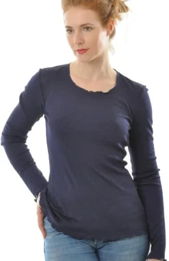 55% Seide 45% Wolle LANGARM SHIRT gerippt von Alkena