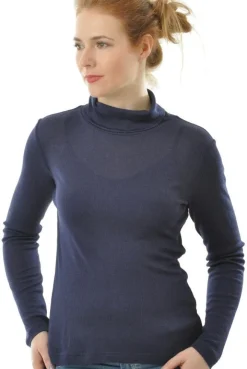 55% Seide 45% Wolle ROLLKRAGEN SHIRT gerippt von Alkena