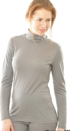 55% Seide 45% Wolle ROLLKRAGEN-SHIRT uni von Alkena