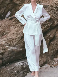 100% Seide Hausanzug ARTEMIS in naturweiss von Marjolaine