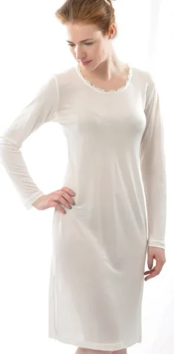 100% Seide LANGARM NACHTHEMD fein von Alkena