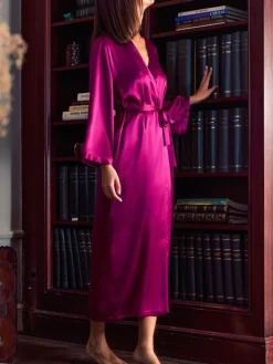 100% Seide Morgenmantel lang LAURIAN von Marjolaine