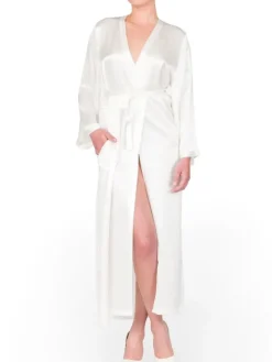 100% Seide Morgenmantel lang LAURIAN von Marjolaine