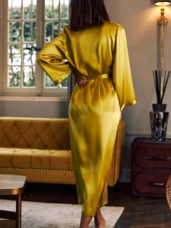 100% Seide Morgenmantel lang LAURIAN von Marjolaine