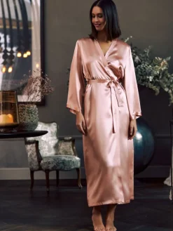 100% Seide Morgenmantel lang LAURIAN uni Marjolaine