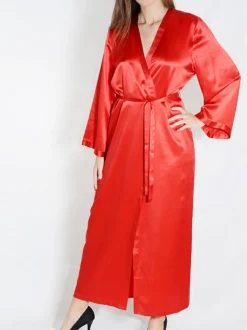 100% Seide Morgenmantel lang LAURIAN uni Marjolaine