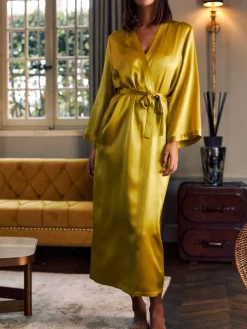 100% Seide Morgenmantel lang LAURIAN uni Marjolaine