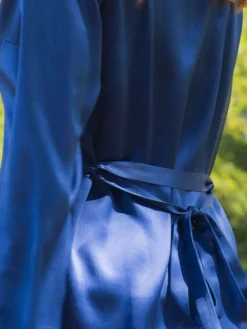 100% Seide Morgenmantel lang LAURIAN uni Marjolaine