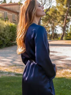 100% Seide Morgenmantel lang LAURIAN uni Marjolaine