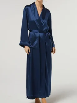 100% Seide Morgenmantel lang GIGLIOLA uni von Vivis