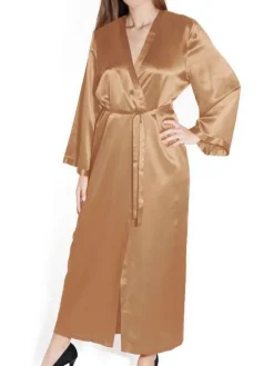 100% Seide Morgenmantel LAURIAN lang von Marjolaine