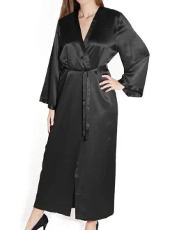 100% Seide Morgenmantel LAURIAN lang von Marjolaine