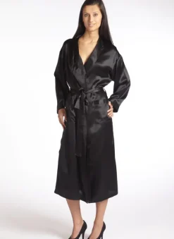 100% Seide Morgenmantel MASPALOMAS uni von Gattina