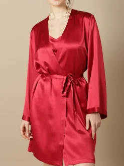 100% Seide Morgenmantel SOIE LASER uni von Marjolaine
