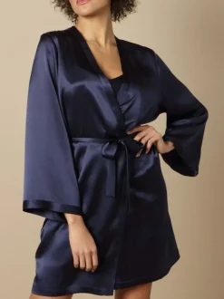 100% Seide Morgenmantel SOIE LASER uni von Marjolaine