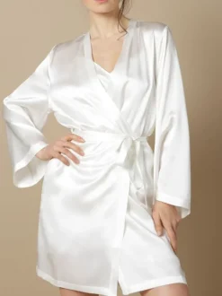 100% Seide Morgenmantel SOIE LASER Satin von Marjolaine