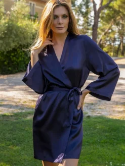 100% Seide Morgenmantel SOIE LASER Satin von Marjolaine