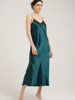100% Seide Nachtkleid lang DORINE uni von Vivis