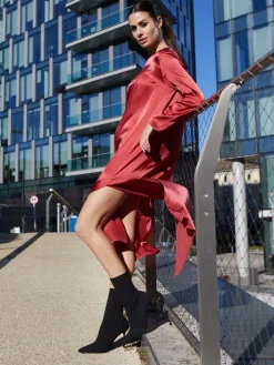 100% Seide Nachtkleid VIOLETTA rot von Vivis