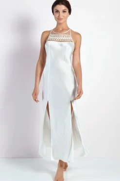 100% Seide Negligé HAREM PIPING lang von Luna di Seta