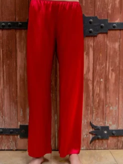 100% Seide PYJAMAHOSE Soie Unie einfarbig Marjolaine