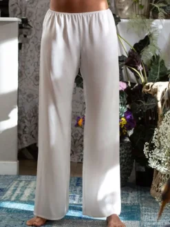 100% Seide PYJAMAHOSE Soie Unie Marjolaine