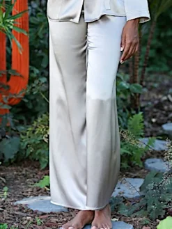 100% Seide PYJAMAHOSE Soie Unie Marjolaine