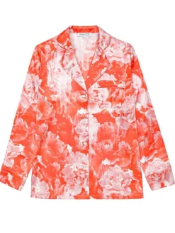 100% Seide Schlafanzug Elisabetha in TEA GARDEN RED von Radice