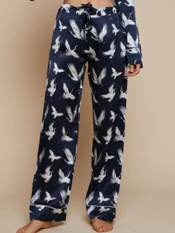 100% Seide Schlafanzug Elisabetha AVES dunkelblau von Radice