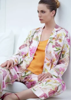 100% Seide Schlafanzug SPRING GARDEN rosa von Luna di Seta