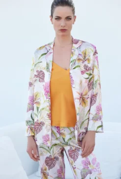 100% Seide Schlafanzug SPRING GARDEN rosa von Luna di Seta