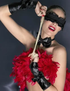 3 tlg. Set MARGOT Maske Fliege Armstulpen von Trasparenze