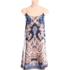 Batist Kleid Baumwolle mit Seide MOON SHADOW blau-gold von Gattina