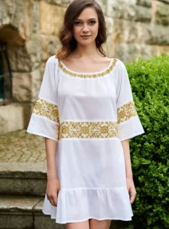 Baumwolle Batist Strandtunika JÖRDIS mit Stickerei von Gattina