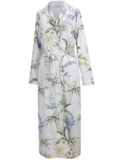 Baumwolle Doubleface Hausmantel IRIS weiß aqua von Fürstenberg