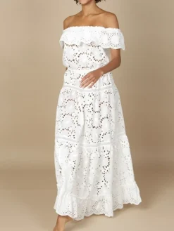 Baumwolle Lochspitze Sommerkleid GLADYS von Marjolaine